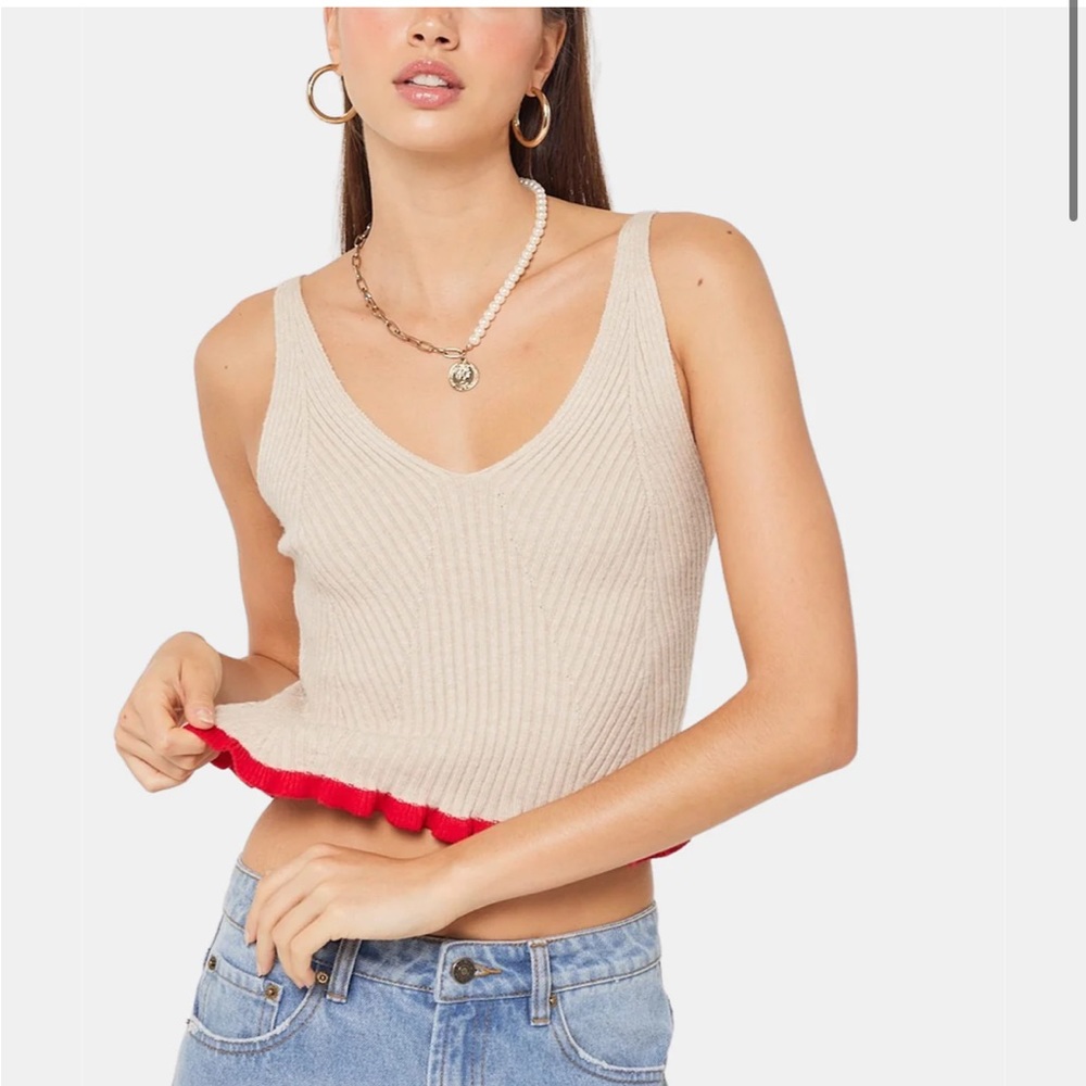 Hausen Tan w/ Red Trim Meadow Tank Top - Medium